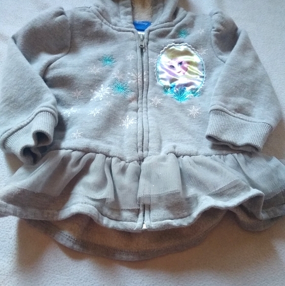 Disney Frozen Zip Hooded Jacket Grey Girls Size 2T - Picture 9 of 10